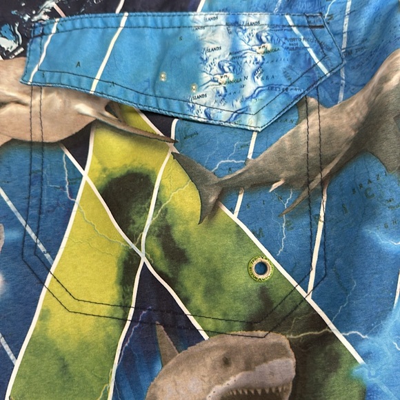 Shark Swim Trunks Blue Green - Picture 4 of 8